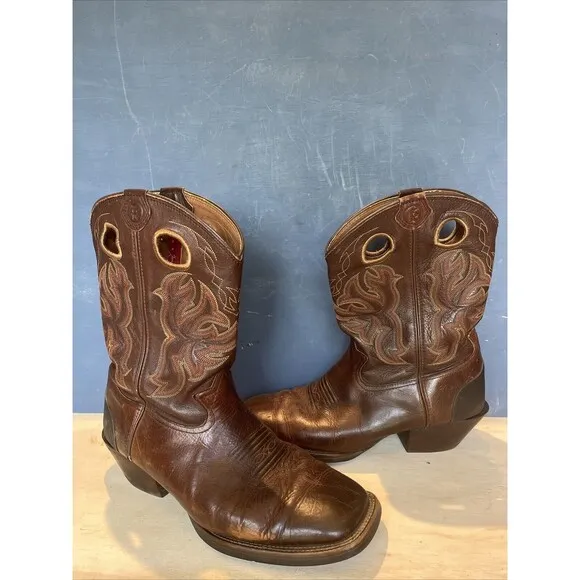 Tony Lama Mens Boots Size 10.5 EE Western Boots Cowboy Brown Embroidered  RR9009