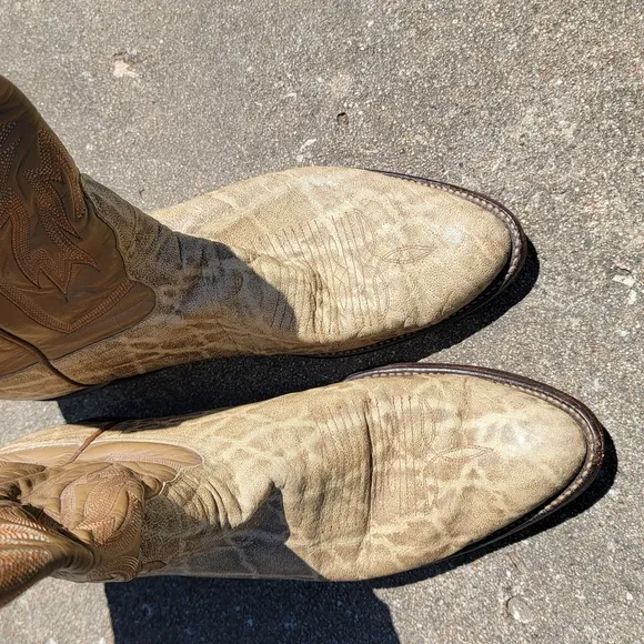 Tony Lama Tan and Brown Cowboy Boots
