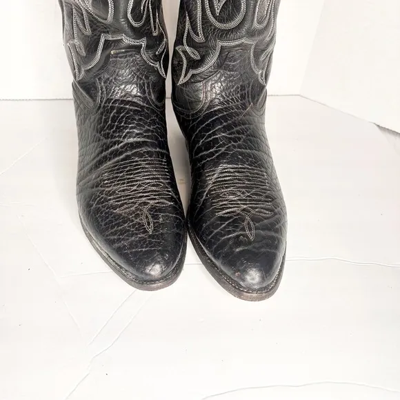 Tony Lama Vaquero Black Cowboy Western Boots Bullhide Leather Mens Sz 10 D