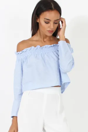 Top - Crop Best-price offer Full product range Shoulder Stripe Blue Violetta Off