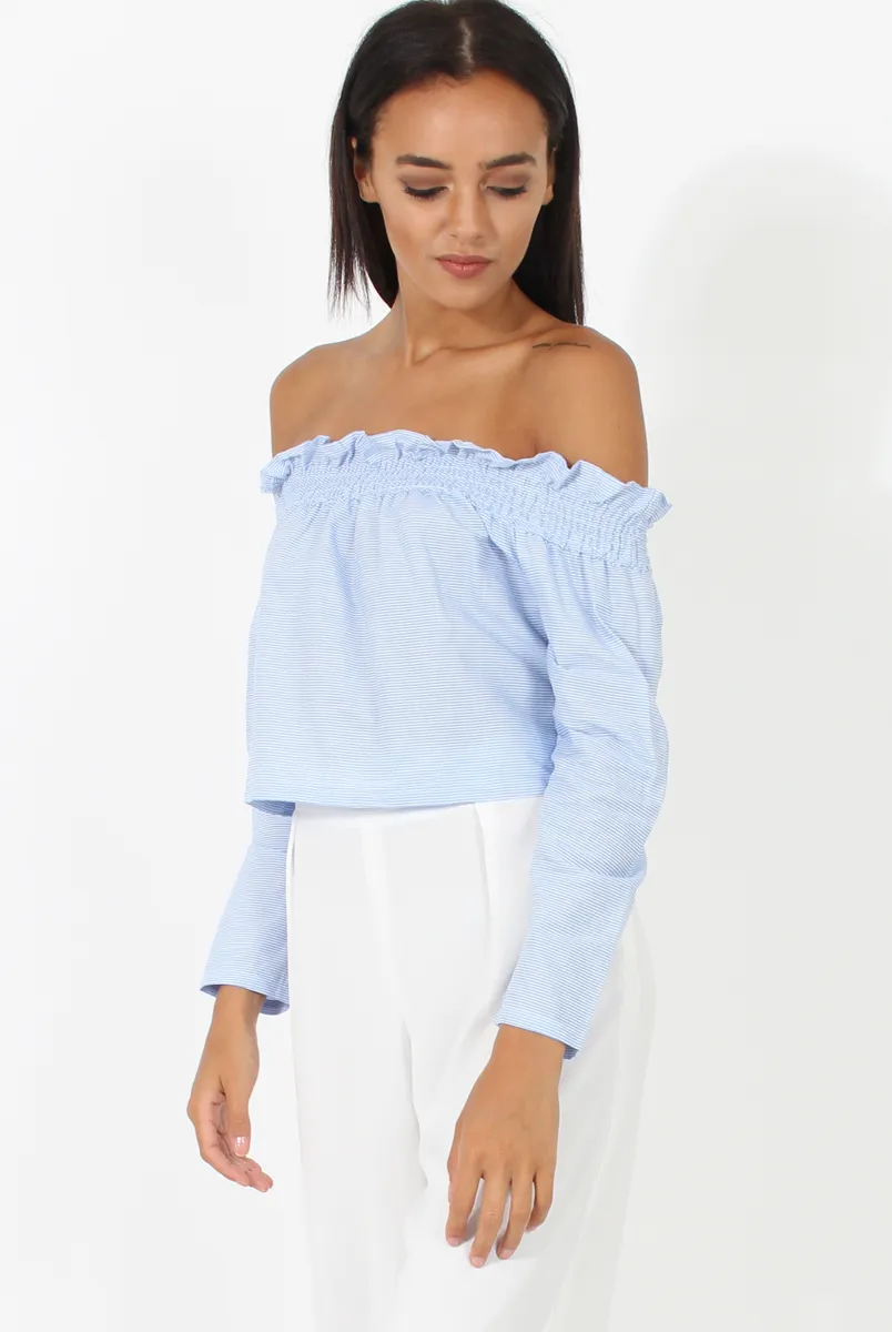 Top - Crop Best-price offer Full product range Shoulder Stripe Blue Violetta Off