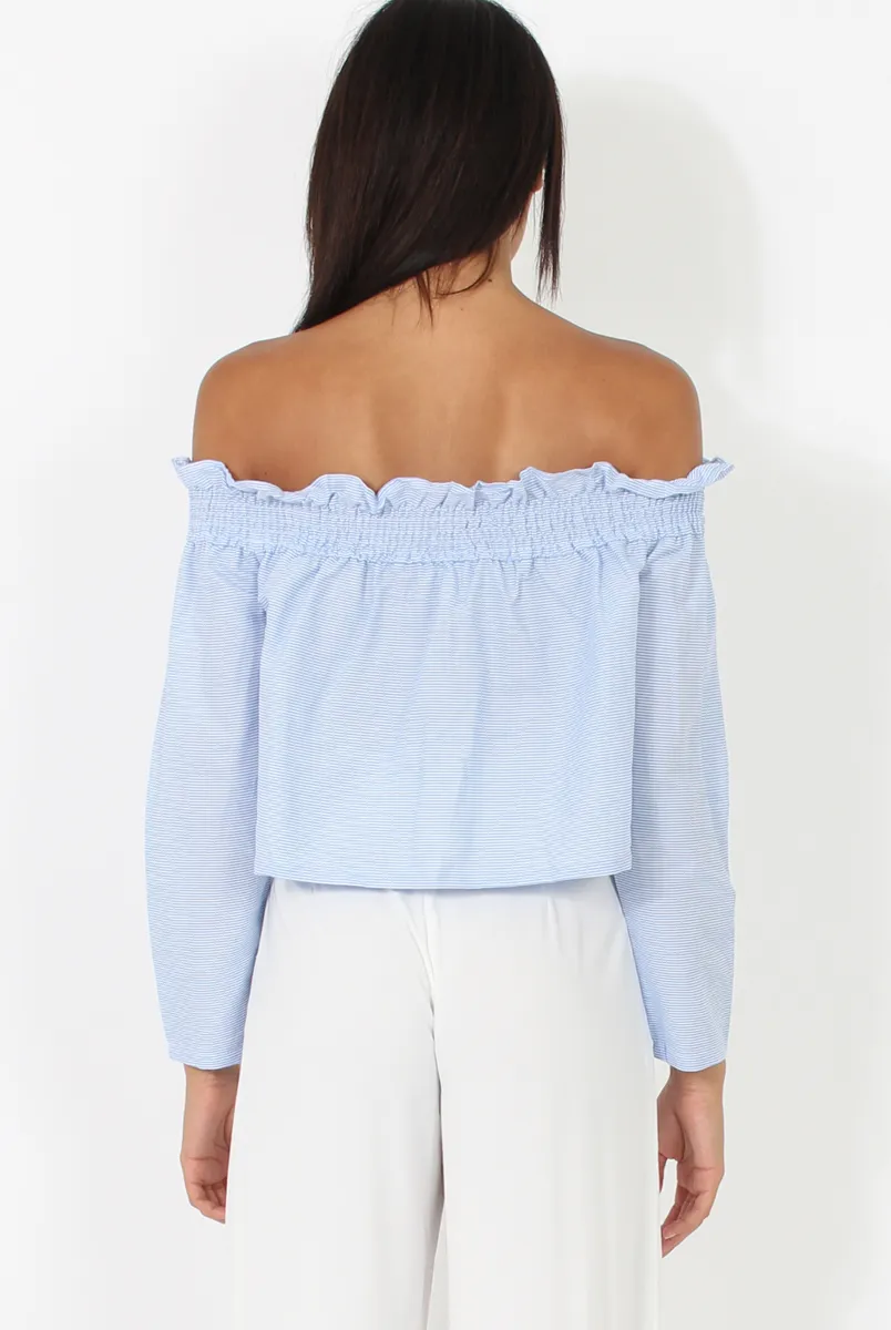 Top - Crop Best-price offer Full product range Shoulder Stripe Blue Violetta Off