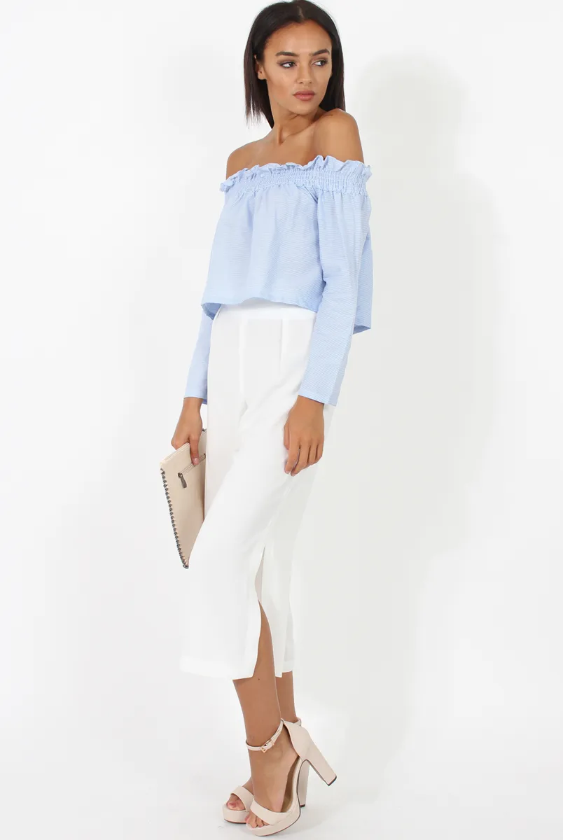 Top - Crop Best-price offer Full product range Shoulder Stripe Blue Violetta Off