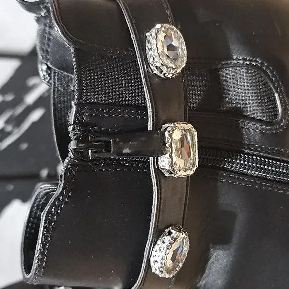 Torrid Black Jeweled Black Heeled Boots Size 9