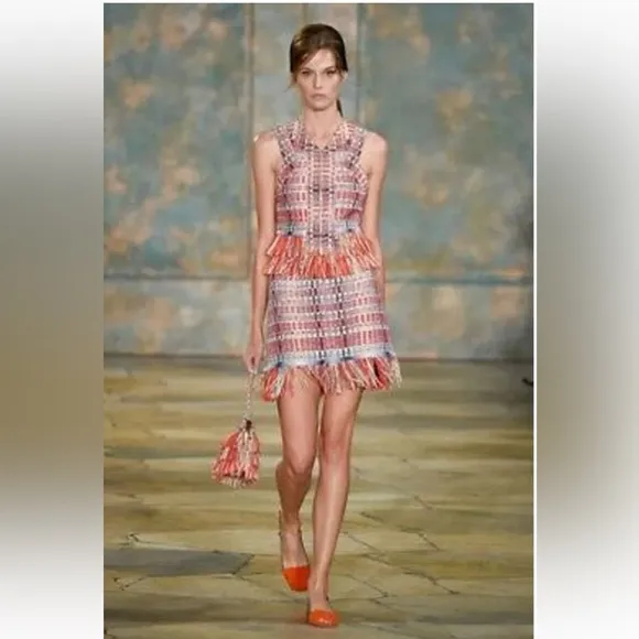 Tory Burch April Skirt ONLY Summer 2016 Runway Lined Tweed Fringe 6 Medi…