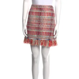 Tory Burch April Skirt ONLY Summer 2016 Runway Lined Tweed Fringe 6 Medi…