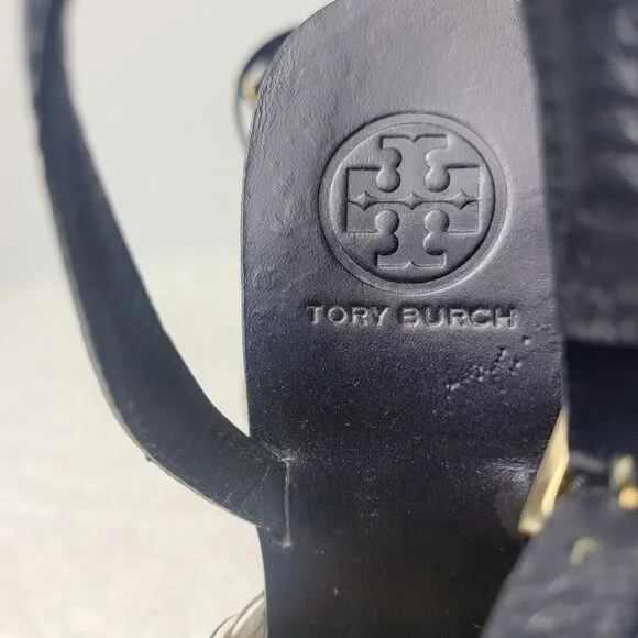 Tory Burch Araminta Womens Shoe Size 7.5 Platform Wedge Leather T-Strap Sandals