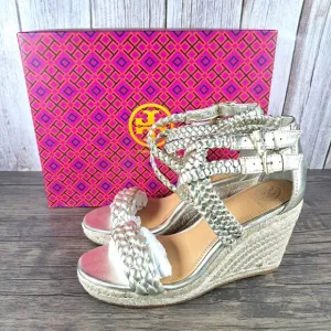 Tory Burch Bailey Ankle Strap Wedge Espadrille Spark Gold Women’s Sz 6.5 M (NIB)