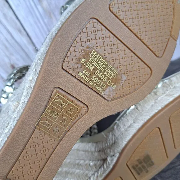 Tory Burch Bailey Ankle Strap Wedge Espadrille Spark Gold Women’s Sz 6.5 M (NIB)
