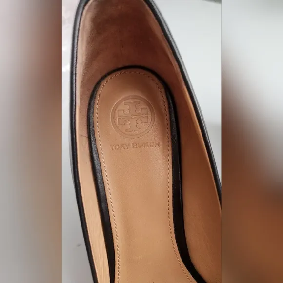 Tory Burch Black Leather Wedge Pump Size 7