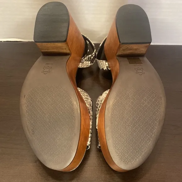 Tory Burch Camilla Snake Print Wooden Platform Sandals Size 9.5