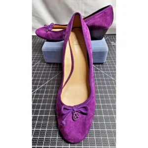 TORY BURCH Chelsea 45 shoho lux suede grape purple‎ pump wedge shoes Sz 10M