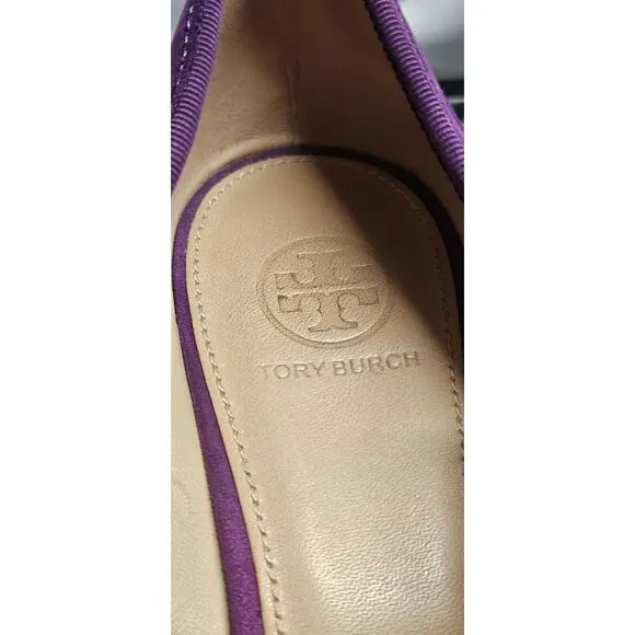 TORY BURCH Chelsea 45 shoho lux suede grape purple‎ pump wedge shoes Sz 10M