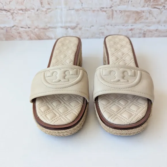 Tory Burch Cream Quilted Women's Slides