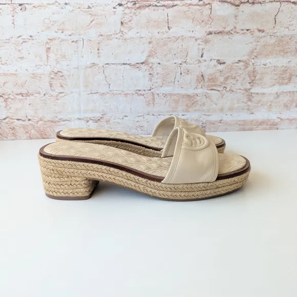 Tory Burch Cream Quilted Women's Slides