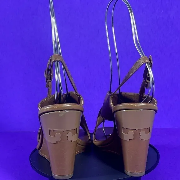 Tory Burch Gabrielle Crisscross Wedge Heel Sandal in Brown 5-NEW