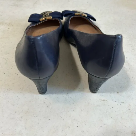 Tory Burch Gemini Link Bow Wedge Shoes Size 7