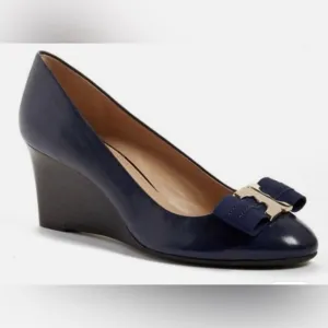 Tory Burch Gemini Link Bow Wedge Shoes Size 7