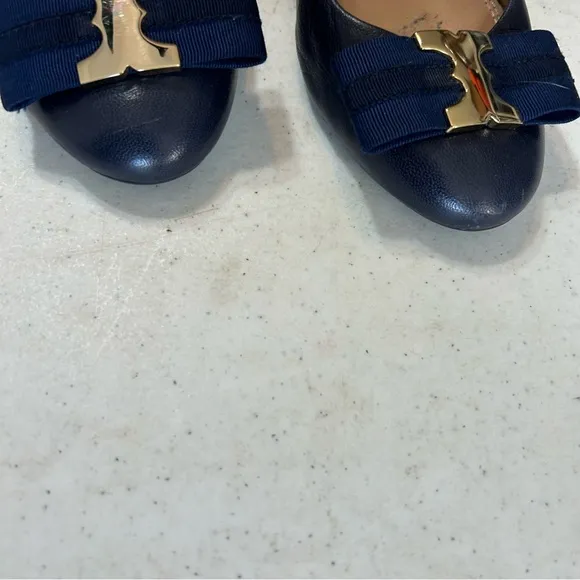 Tory Burch Gemini Link Bow Wedge Shoes Size 7