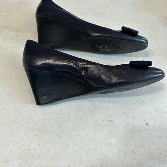 Tory Burch Gemini Link Bow Wedge Shoes Size 7