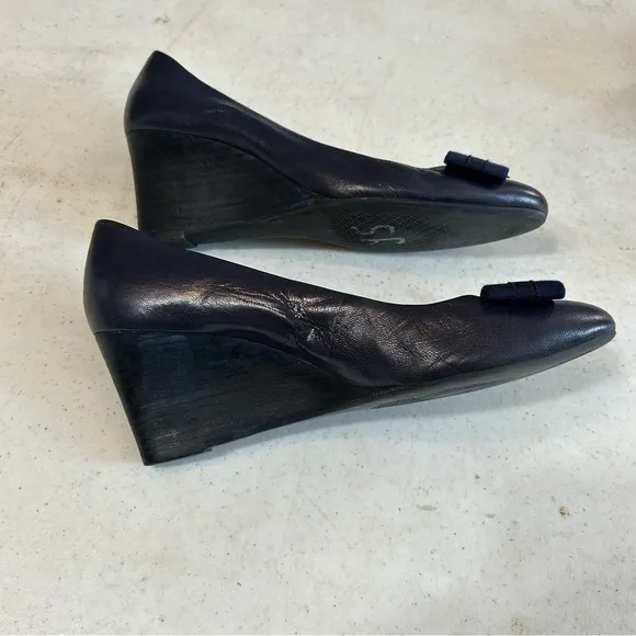 Tory Burch Gemini Link Bow Wedge Shoes Size 7