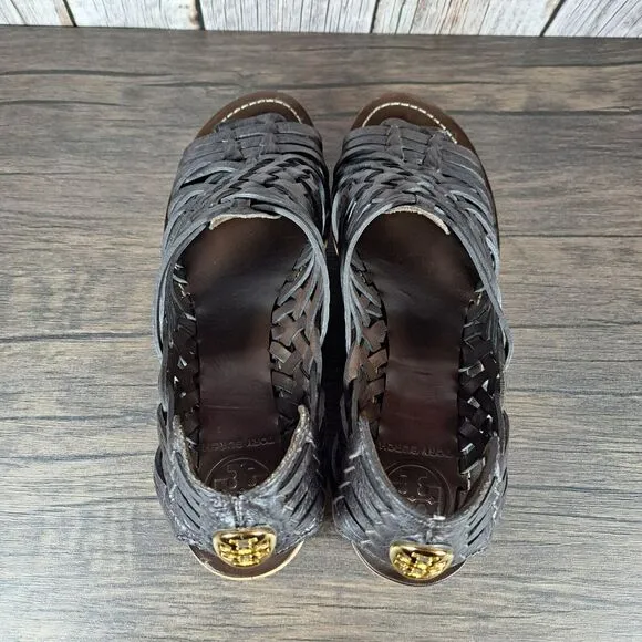 Tory Burch Killian Wedge Sandals Women's Sz 7.5 M Brown