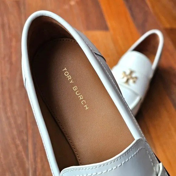 Tory Burch Mini Everly White Leather Chunky Loafers Size 8