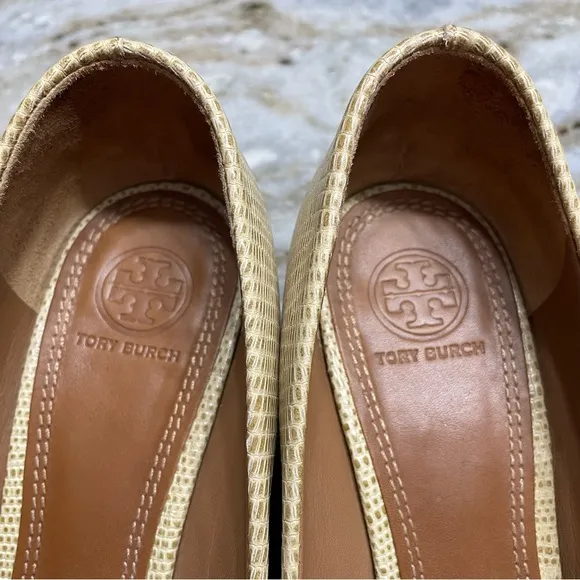 Tory Burch Mini Miller Open-Toe Wedge Shoes in trench tan women’s 8.5