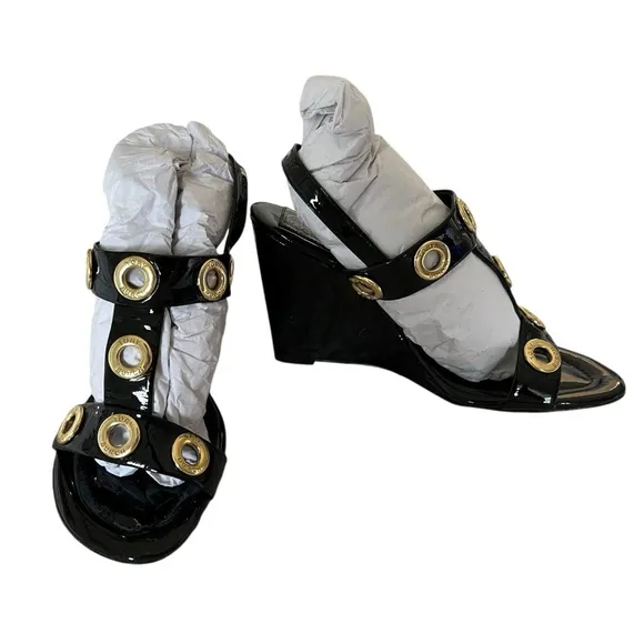 TORY BURCH NEW NIB PATENT LEATHER WEDGE SUMMER SHOES 6.5