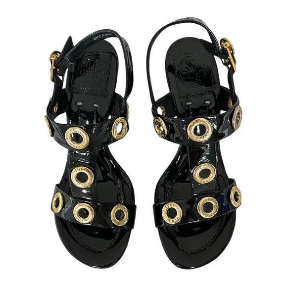 TORY BURCH NEW NIB PATENT LEATHER WEDGE SUMMER SHOES 6.5