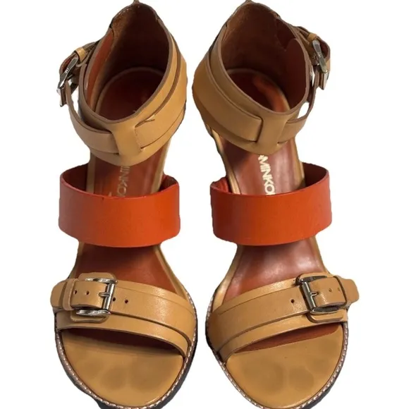 Tory Burch Shoes Heels Leather Sandal Tan Orange Size 6