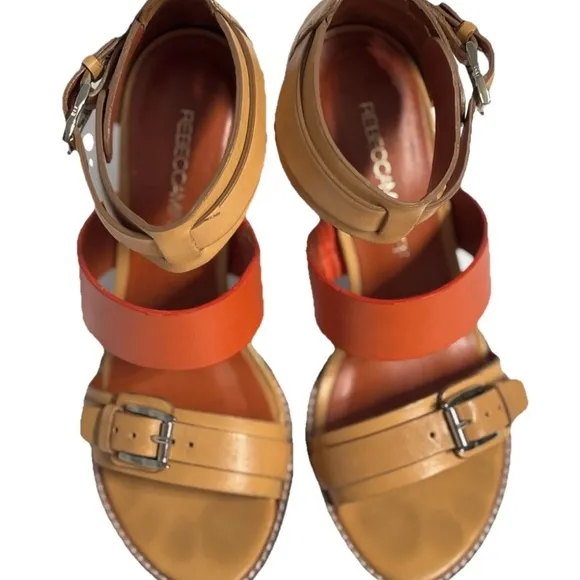 Tory Burch Shoes Heels Leather Sandal Tan Orange Size 6