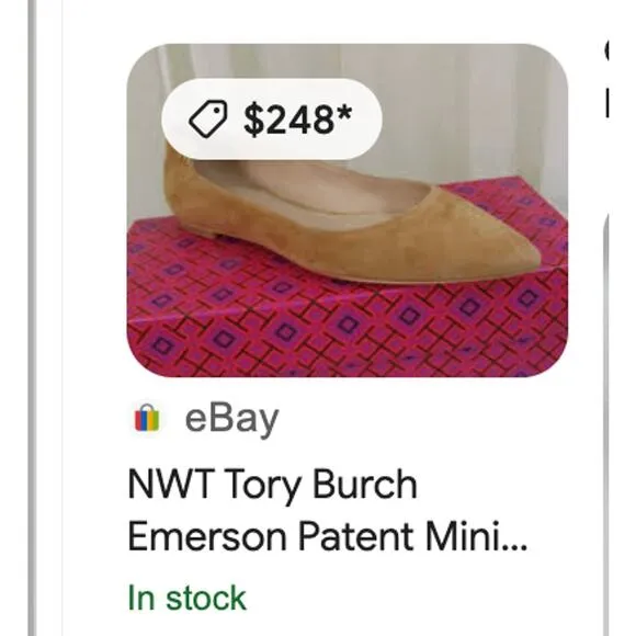 Tory Burch Size 5 Logo Nude Quiet Luxury Pointed Toe Flats Shoe Suede Tan Career