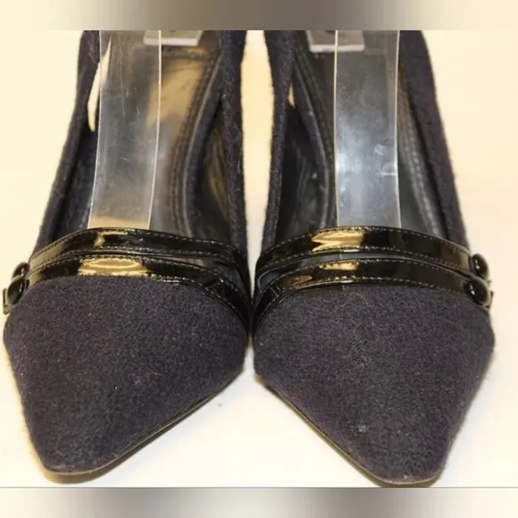 Tory Burch Textile Slingbacks chunky block heels 6.5 Pointed Toe Heeled Shoes
