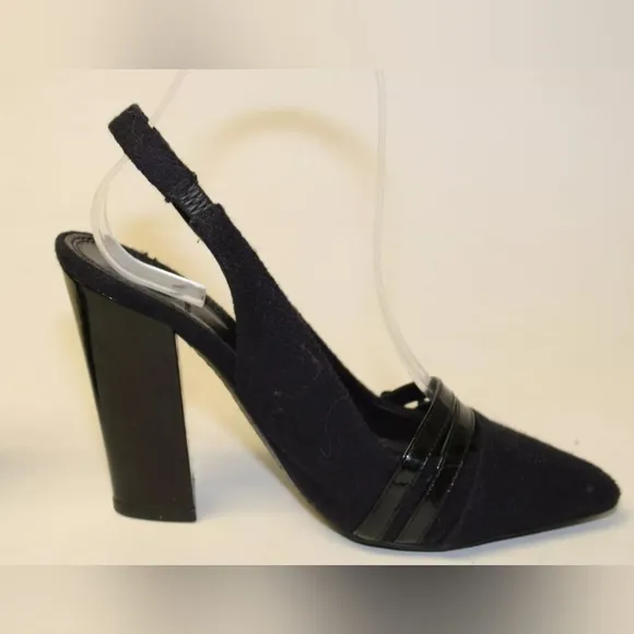 Tory Burch Textile Slingbacks chunky block heels 6.5 Pointed Toe Heeled Shoes
