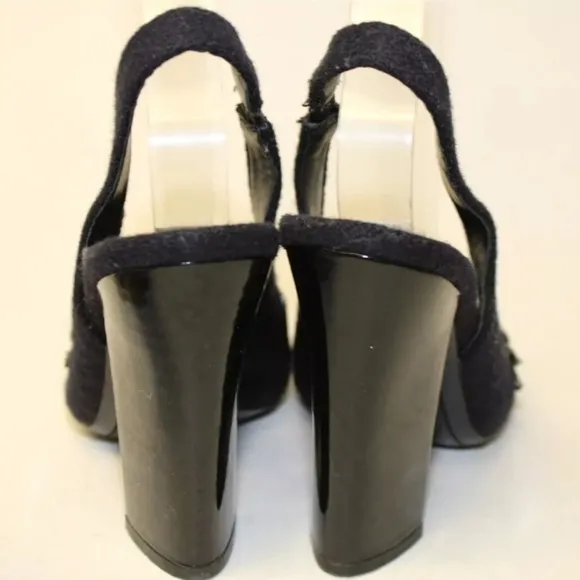 Tory Burch Textile Slingbacks chunky block heels 6.5 Pointed Toe Heeled Shoes