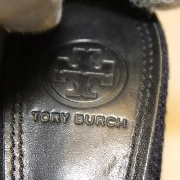 Tory Burch Textile Slingbacks chunky block heels 6.5 Pointed Toe Heeled Shoes