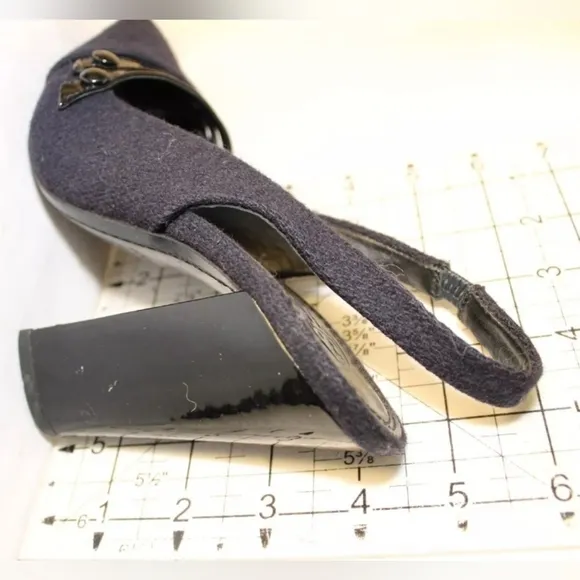 Tory Burch Textile Slingbacks chunky block heels 6.5 Pointed Toe Heeled Shoes