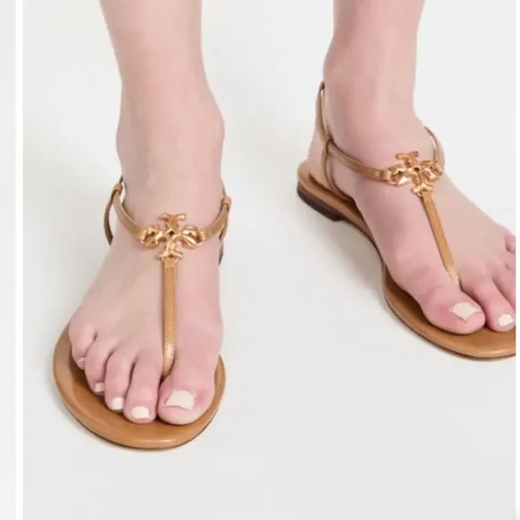Tory Burch Toasted Bark Leather Ankle-Strap Sandals size 9