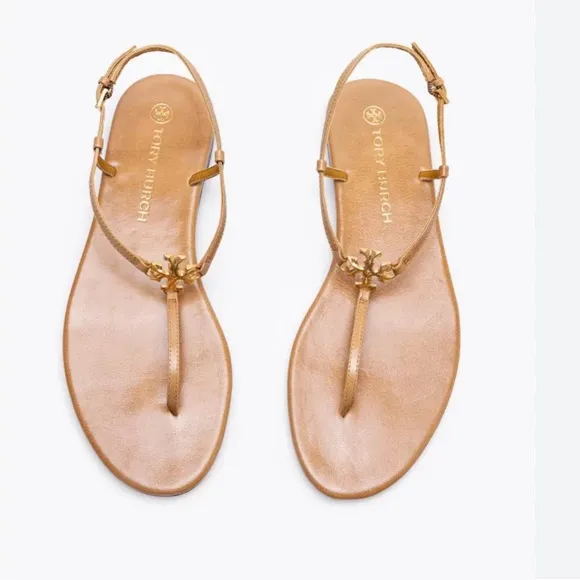 Tory Burch Toasted Bark Leather Ankle-Strap Sandals size 9