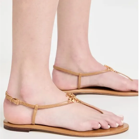 Tory Burch Toasted Bark Leather Ankle-Strap Sandals size 9