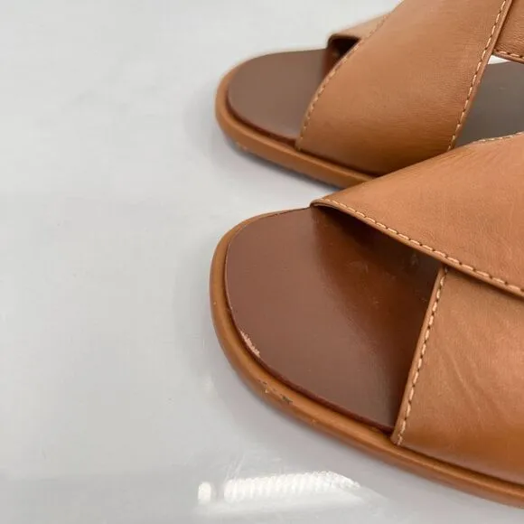 Tory Burch Women's Gabrielle Wedge Sandal Size 8.5 Brown Leather Slingback Shoes