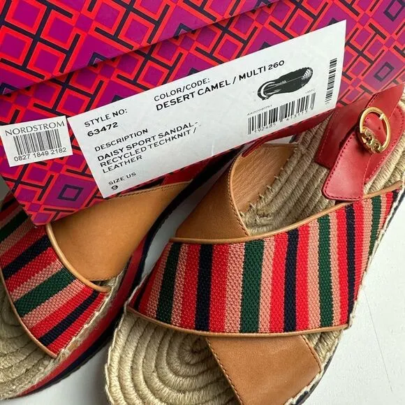 Tory Burch Daisy Sport Sandals Desert Camel Size 9