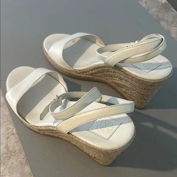 Tory Burch Ivory  Wedge Sandals 8.5
