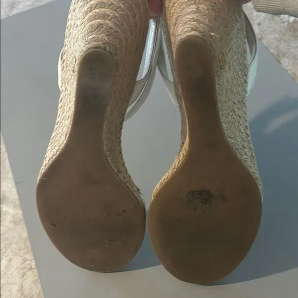 Tory Burch Ivory  Wedge Sandals 8.5