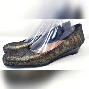Trotters Women's Lauren Black/Metallic Pumps Wedge Shoes Size 10.5N