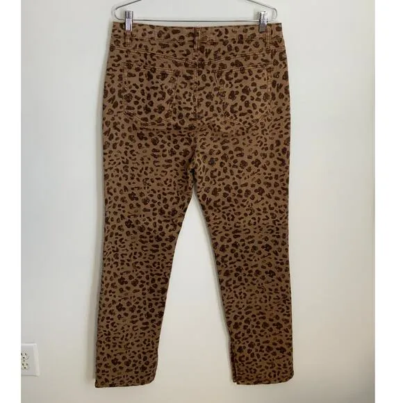 TRU LUXE leopard print hi‎ waist straight jean in brown animal print NWT size 12