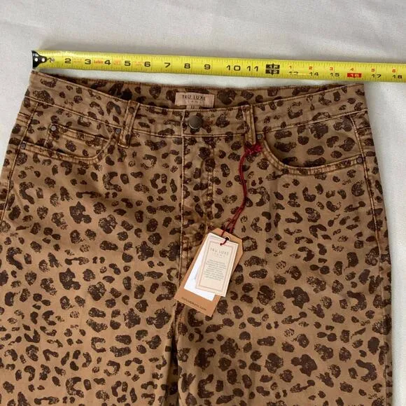 TRU LUXE leopard print hi‎ waist straight jean in brown animal print NWT size 12