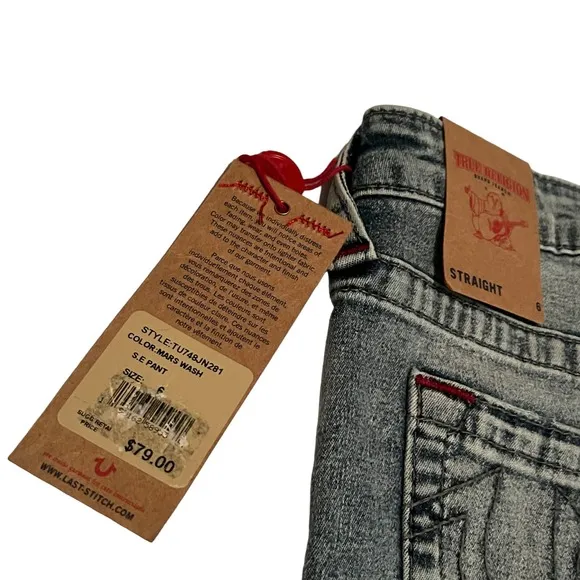 True Religion Jeans Mars Wash Pants Distressed Look Boys Size 6 $79 NWT
