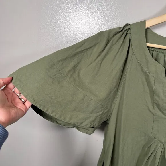 Tuckernuck Pomander Place Finley Flutter Sleeve Dress Size Medium Sage Green